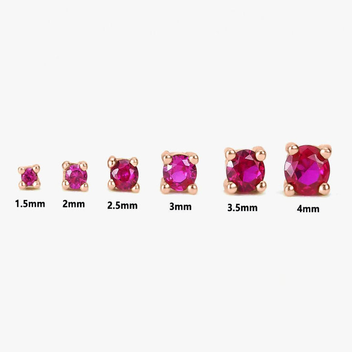 Muptile Sizes Ruby Red 3A CZ Stud Earrings