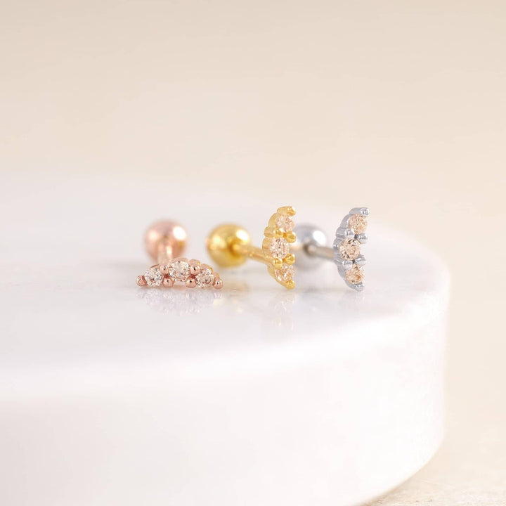 18G Tiny Citrine Yellow 3A CZ Cluster Screw Back Earrings