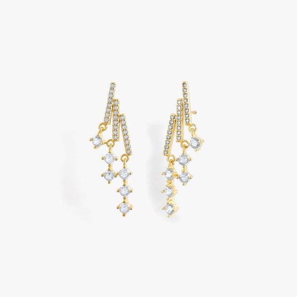 Brilliant Triple Crystal 3A CZ Dangle Earrings