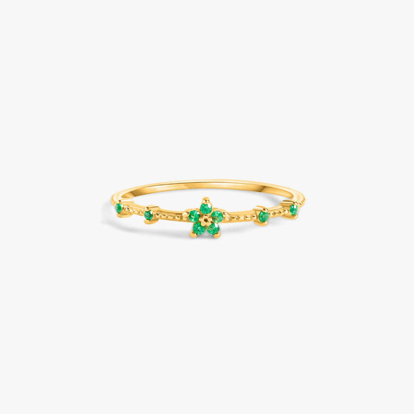 Emerald Green Ring Gold | Dainty Emerald Ring - Erica Jewels