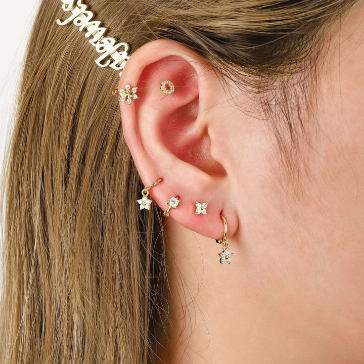 Sunflower Huggies Earrings/Cartilage Earrings Small Hoop - EricaJewels