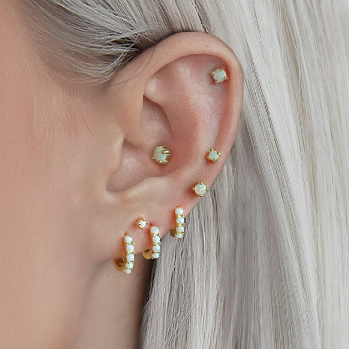 White Opal Hoop Earrings - EricaJewels