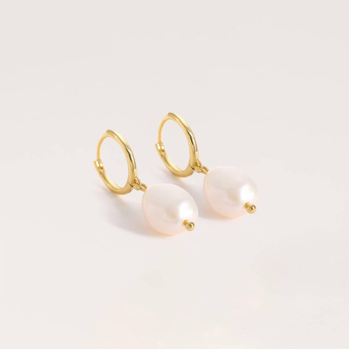 Dangling Pearl Hoop Earrings - EricaJewels