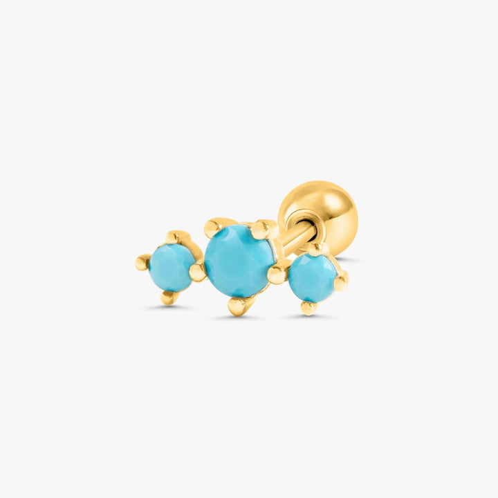 Triple Turquoise Flat Back Piercing Earring