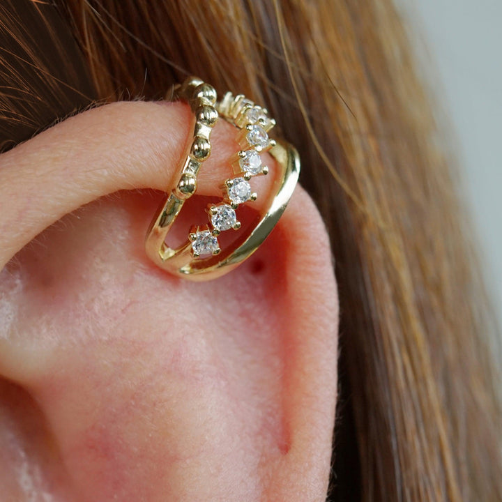 Beaded and Crystal Stacking Ear Cuff