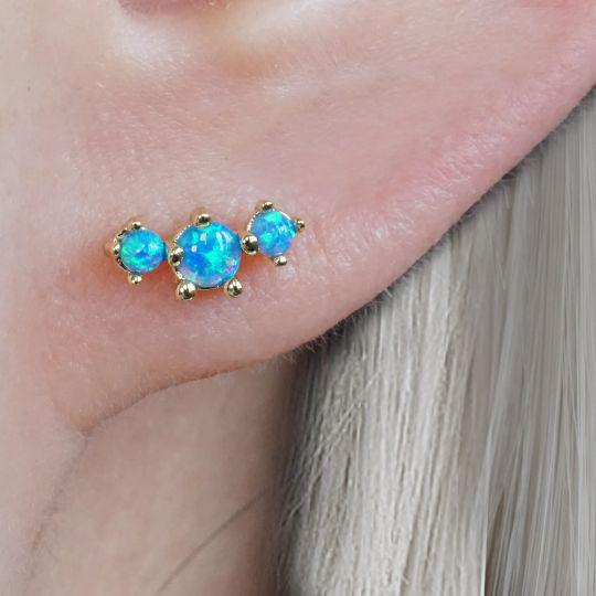 Blue Opal Stud Earrings - EricaJewels