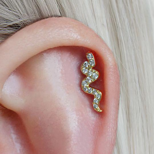 Crystal 3A CZ  Snake Flat Back Piercing Earring
