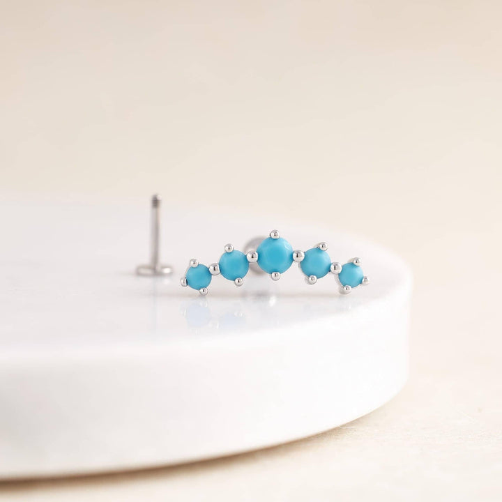 Curved Turquoise Flat Back Piercing Earring