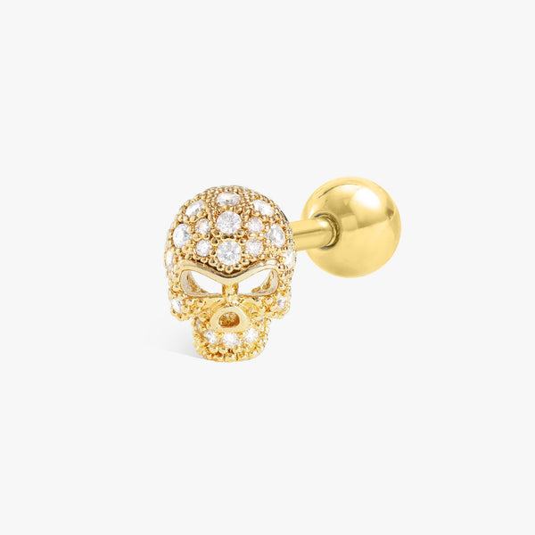 Color_Gold,Bar Type & Materials_Labret (Titanium);Halloween Skull Barbell Piercing Earring | Multiple Sizes