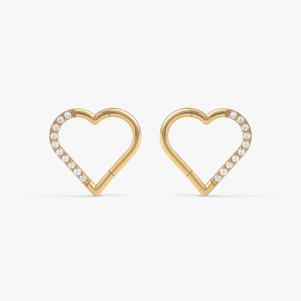 Heart Shape Crystal 3A CZ Daith Jewelry & Septum Rings-Left And Right