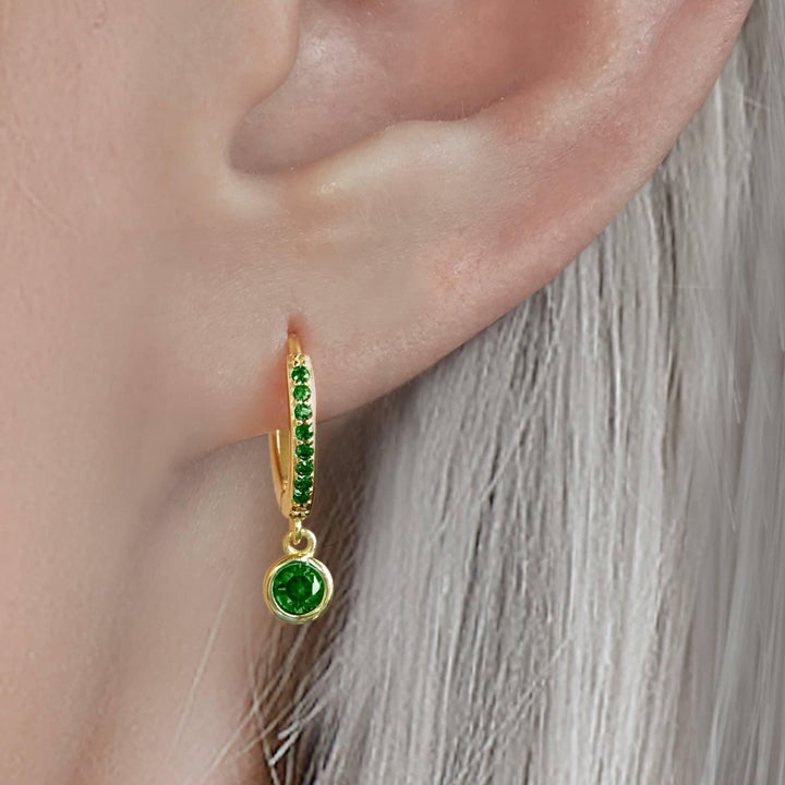 May Birthstone Emerald Hoop Earrings for Women | Emerald Hoop Earrings - EricaJewels