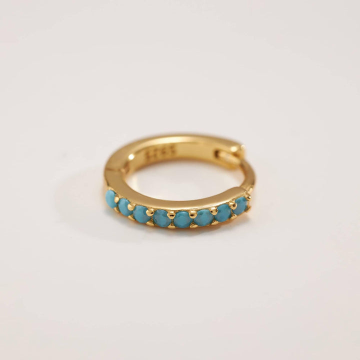 Turquoise Huggie Earrings/Hoop Earring Small Size - EricaJewels