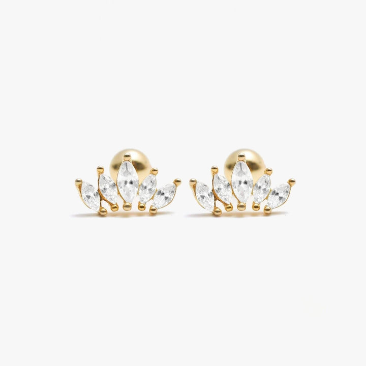 Kings Crown Crystal 3A CZ Screw Back Earrings