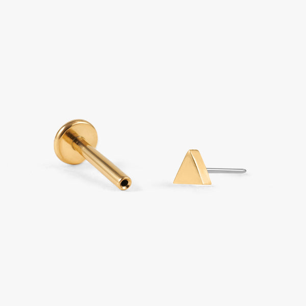Color_Gold;Mini Plain Triangle Push Pin Piercing Earring