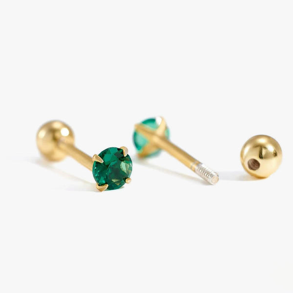 Muptile Sizes Emerald Green 3A CZ Screw Back Earrings