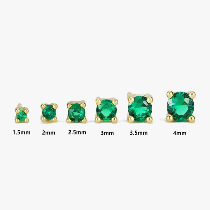Muptile Sizes Emerald Green 3A CZ Stud Earrings