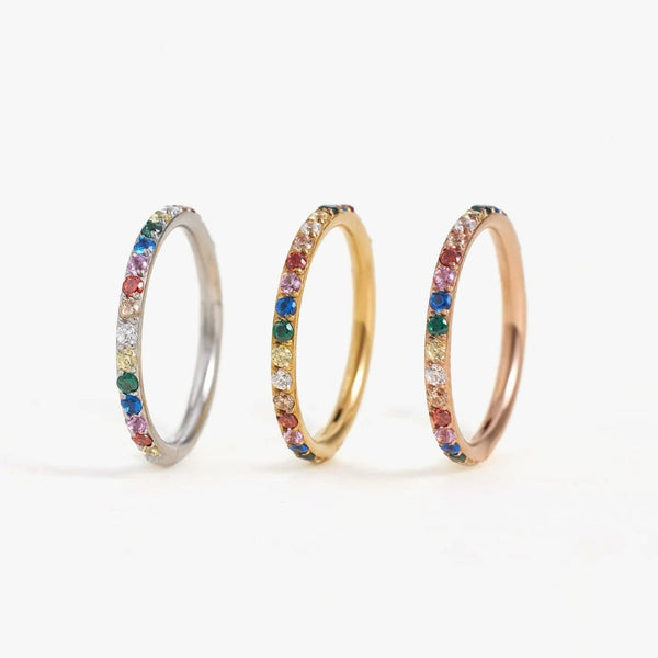 Multiple Sizes Rainbow 3A CZ Cartilage Hoops 16g