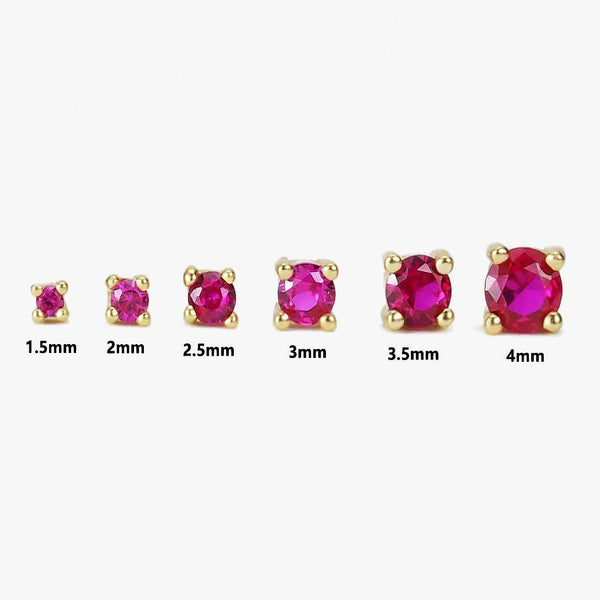 Muptile Sizes Ruby Red 3A CZ Stud Earrings