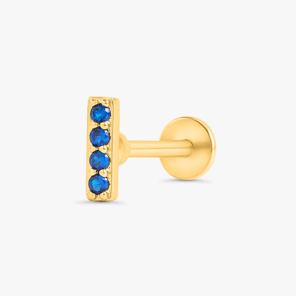 Color_Gold,Bar Type & Materials_Labret (Titanium);Blue Sapphire Earrings - EricaJewels