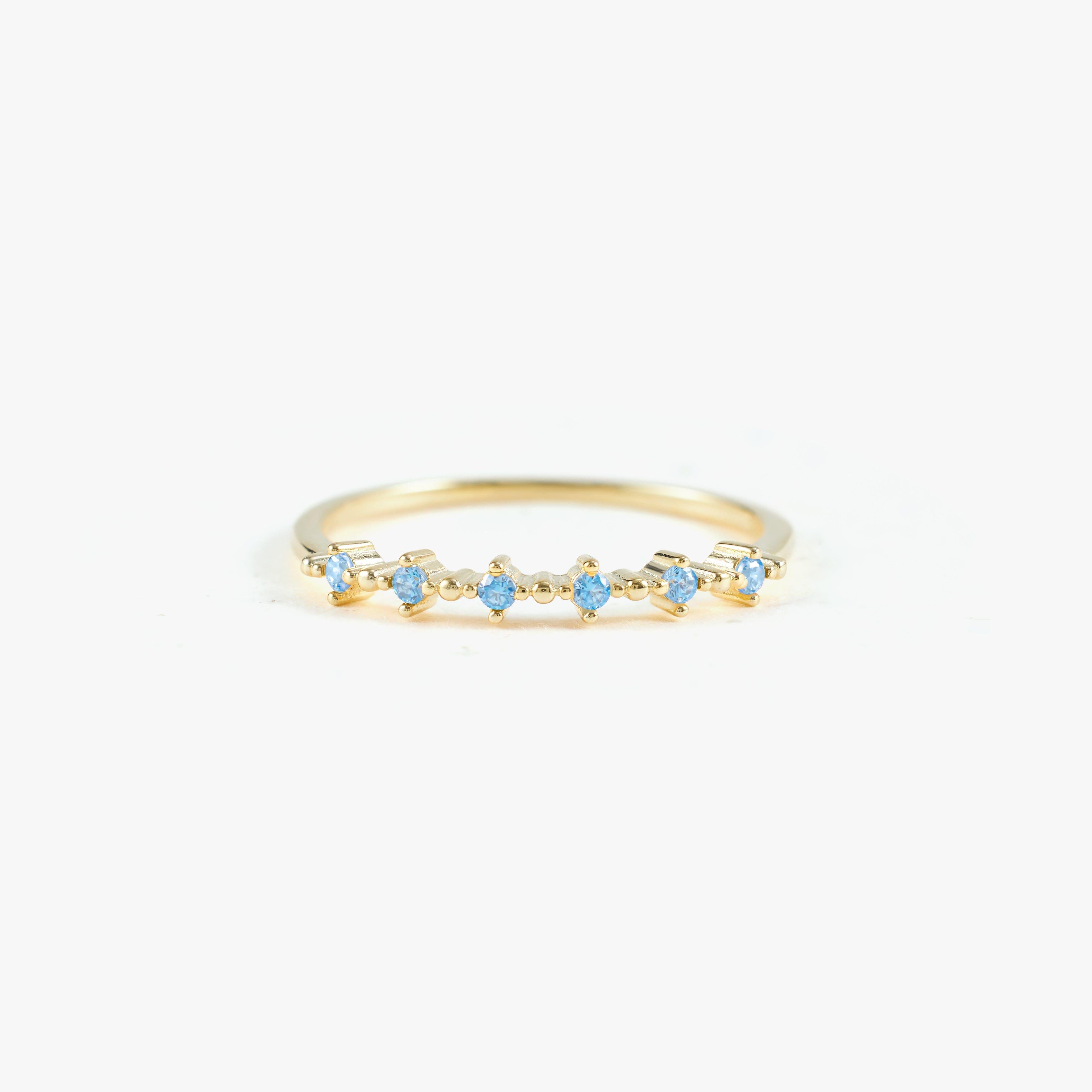 Aquamarine eternity ring yellow on sale gold