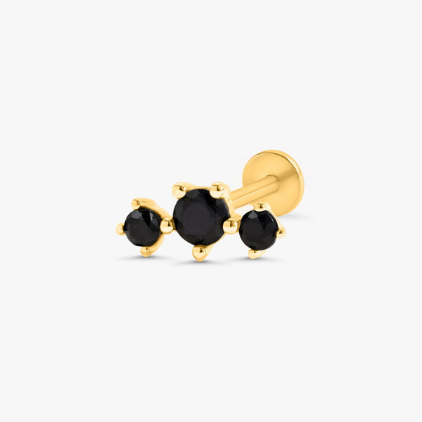 Color_Gold,Bar Type & Materials_Labret (Titanium);Black Spinel Earrings - EricaJewels