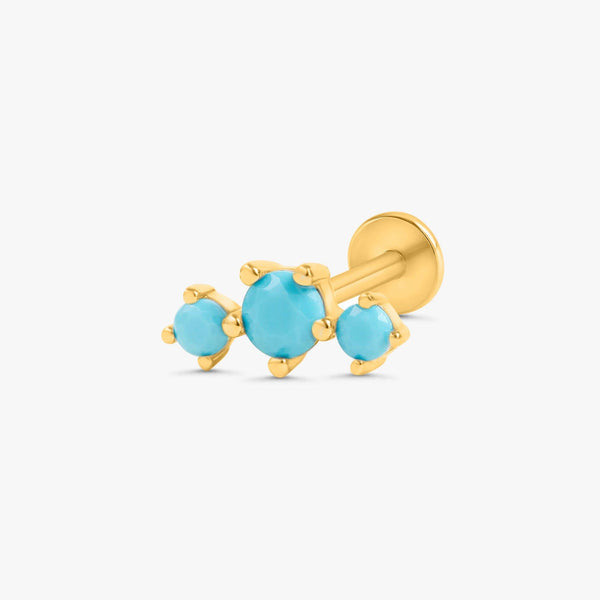 Color_Gold,Bar Type & Materials_Labret (Titanium);Turquoise Stud Earrings - EricaJewels