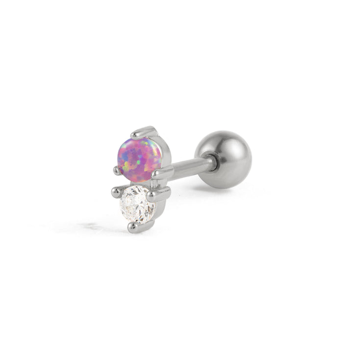 Purple Opal Double Gem Cartilage Earring - Erica Jewels