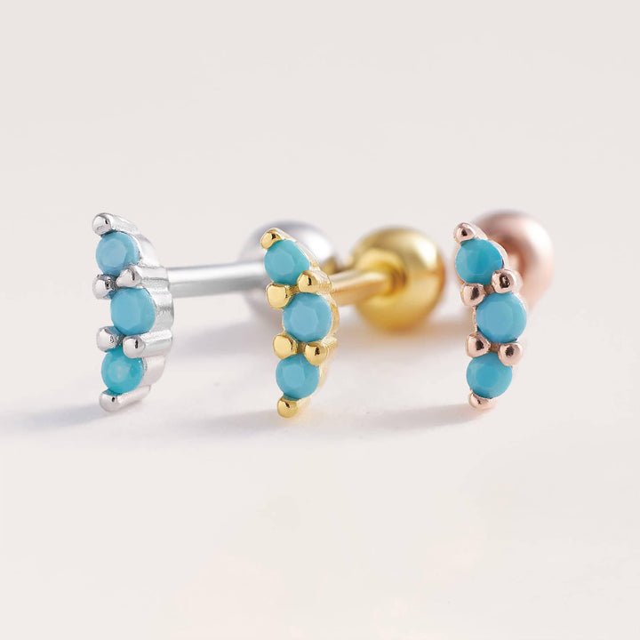 18G Tiny Turquoise Cluster Screw Back Earrings