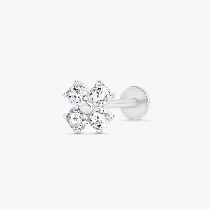 Crystal 3A CZ Clover Lotus Cartilage Piercing Earring