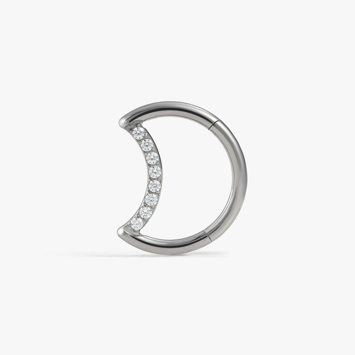 16G Celestial Moon Crystal 3A CZ Daith Jewelry & Septum Rings