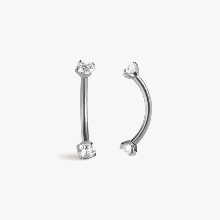 16G Crystal 3A CZ Curved Barbell | Eybrow Ring