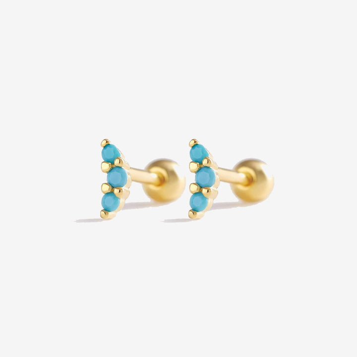 18G Tiny Turquoise Cluster Screw Back Earrings