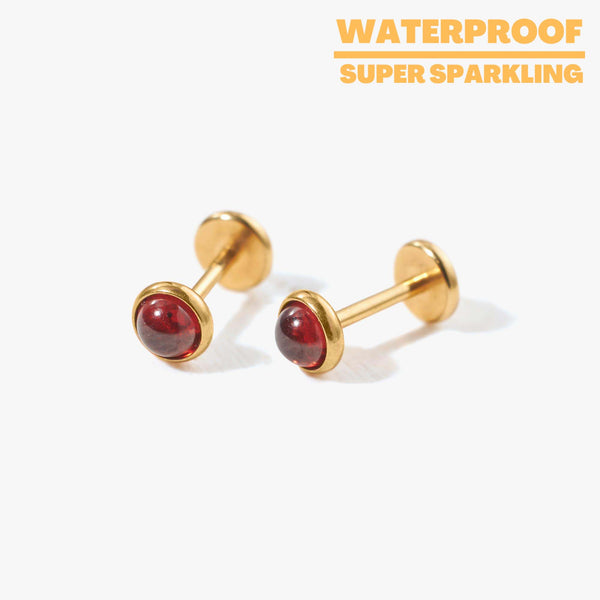 Natural Garnet Push Pin Stud Earrings