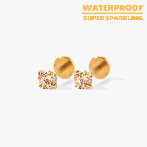 Tiny Twinkle Citrine Push Pin Stud Earrings