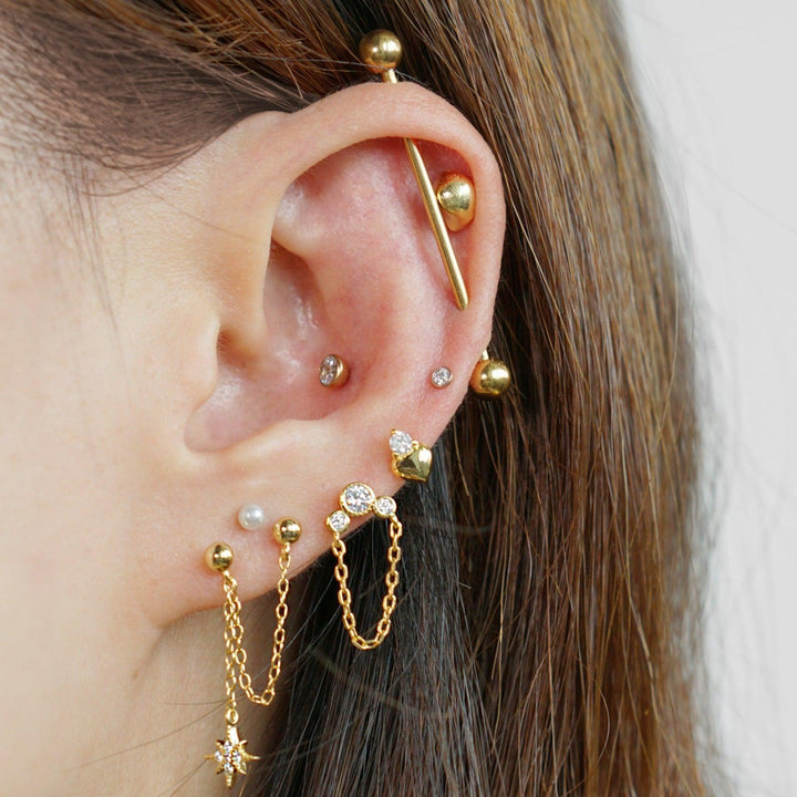 North Star Stud Chain Earrings