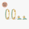 Dainty Turquoise Hoop And Screw Back Earrings Set