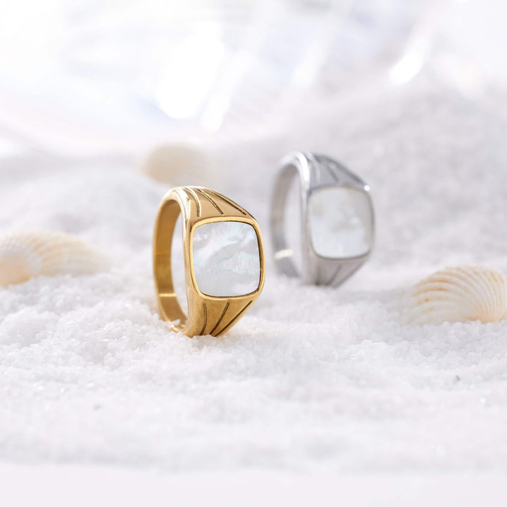 Stainless Steel Plain Chunky Square Gold Ring