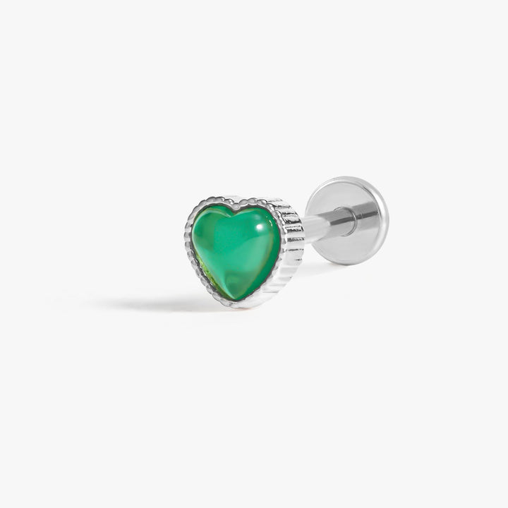 Unique Emerald Flat Back Heart Earrings