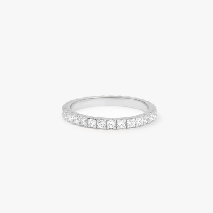 925 Sterling Silver Thin Crystal 3A CZ Eternity Ring