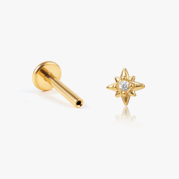 Tiny North Star Push Pin Earring