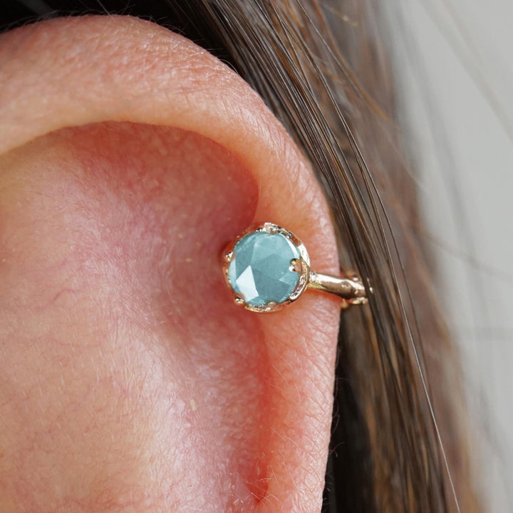 Natural Gemstone Huggie Hoop Earrings