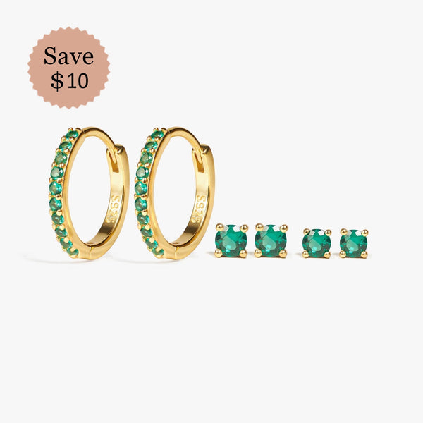 Elegant Emerald Green Earrings Set