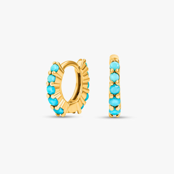 6MM Turquoise Upper Helix Huggie Hoop Earrings