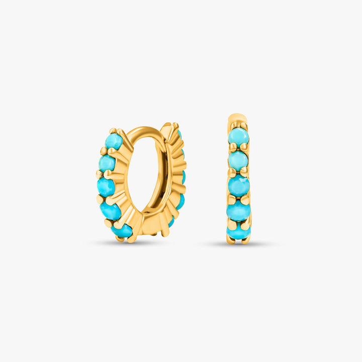 6MM Turquoise Upper Helix Huggie Hoop Earrings