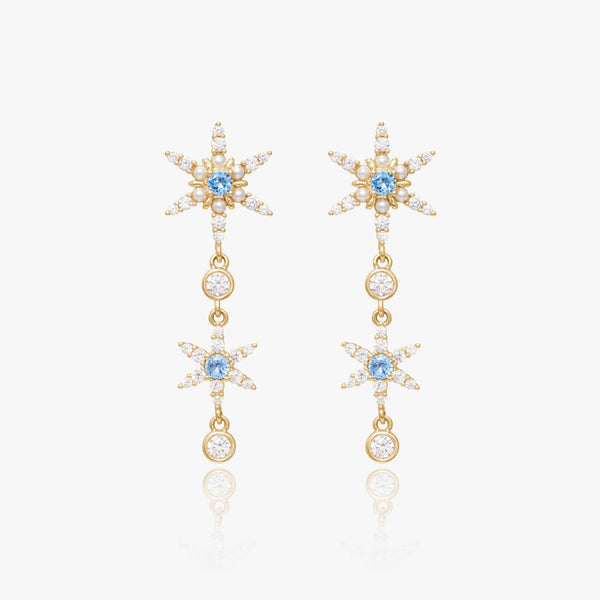 Golden Twilight Star Dangle Earrings