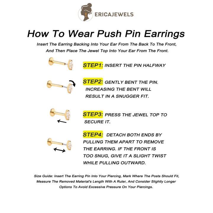 Mini Plain Square Push Pin Piercing Earring
