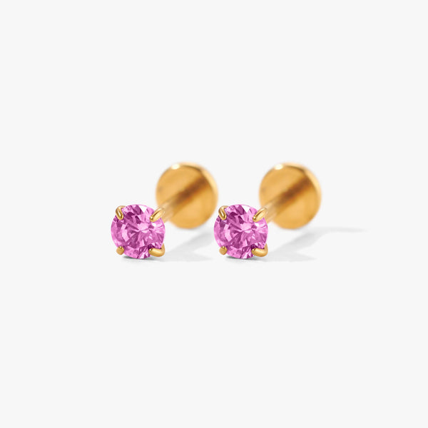 Tiny Twinkle Ruby Push Pin Stud Earrings