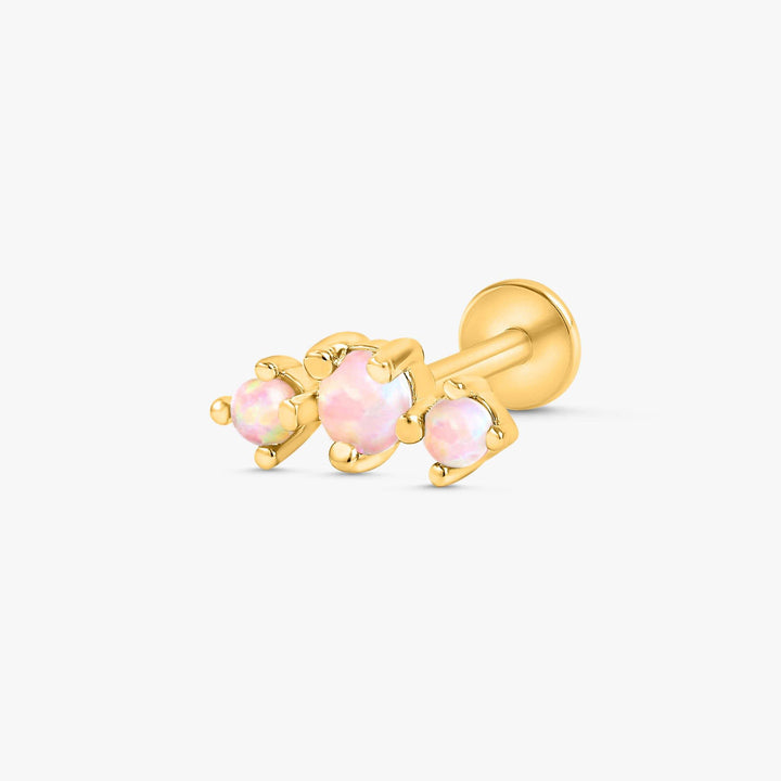 Curved Triple Pink Opal Prong Cartilage Piercing Earring-EricaJewels