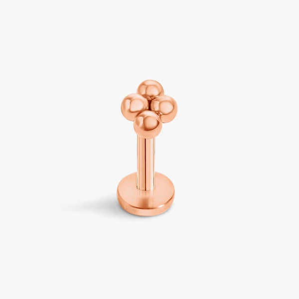 Rose Gold Titanium Four Bead 16G Internally Labret Stud