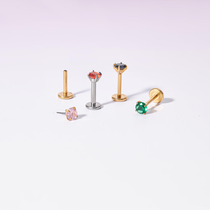 Tiny Twinkle Multi-color Push Pin Stud-Silver